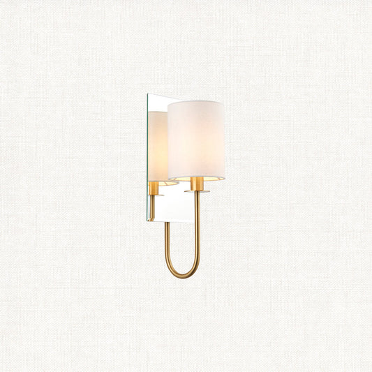 Satin brass plate & vintage white fabric