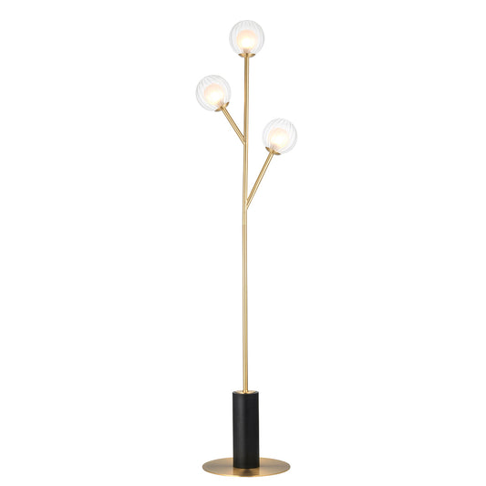 Ariella Frosted Glass Floor Light in Satin Brass