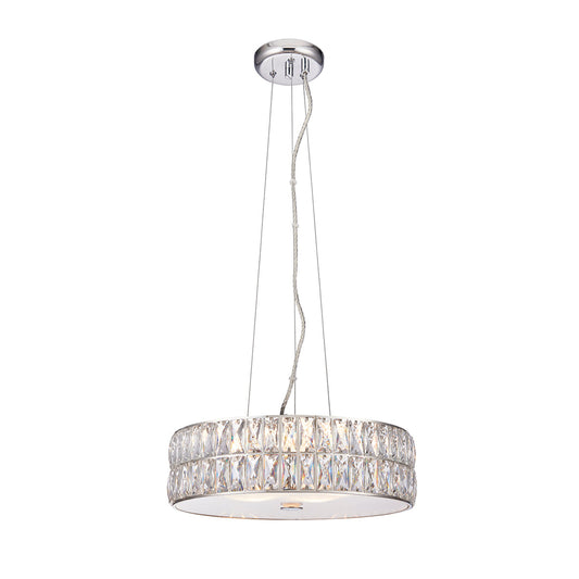 Elara Clear Crystal Five Light Pendant in Chrome