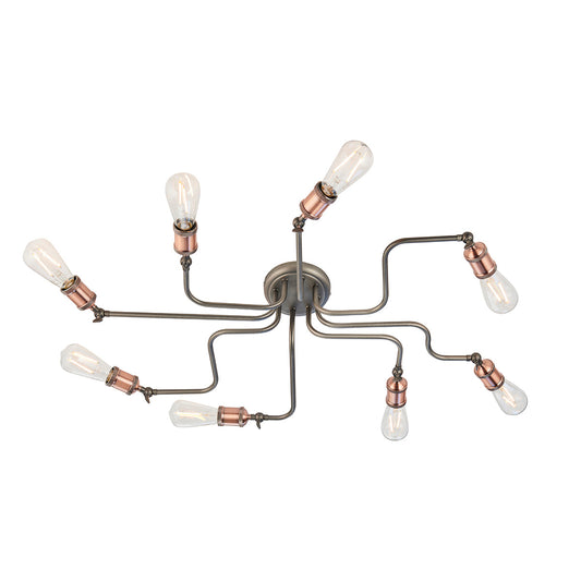 Russell Eight-Light Semi-Flush Light in Pewter