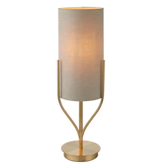 Fabio Table Lamp in Satin Brass with Natural Linen Shade
