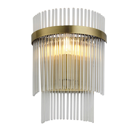 Seraphina Clear Glass Wall Light in Antique Brass