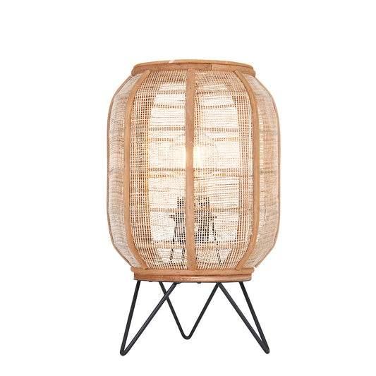 Ren Natural Bamboo Table Lamp in Matt Black