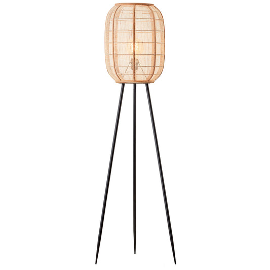 Ren Natural Bamboo Tripod Floor Lamp in Matt Black