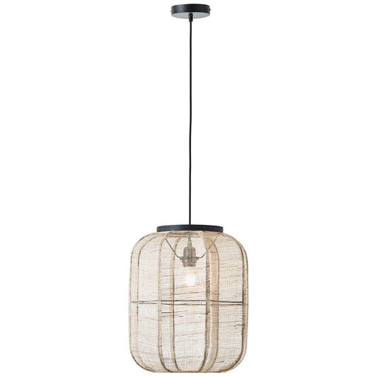 Ren Dark Plywood Oval Pendant in Matt Black