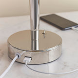 Sylas Table Lamp Usb in Bright Nickel and Mink Fabric