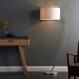 Seraphina Floor Lamp in Bright Nickel and Vintage White Fabric
