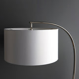 Seraphina Floor Lamp in Bright Nickel and Vintage White Fabric