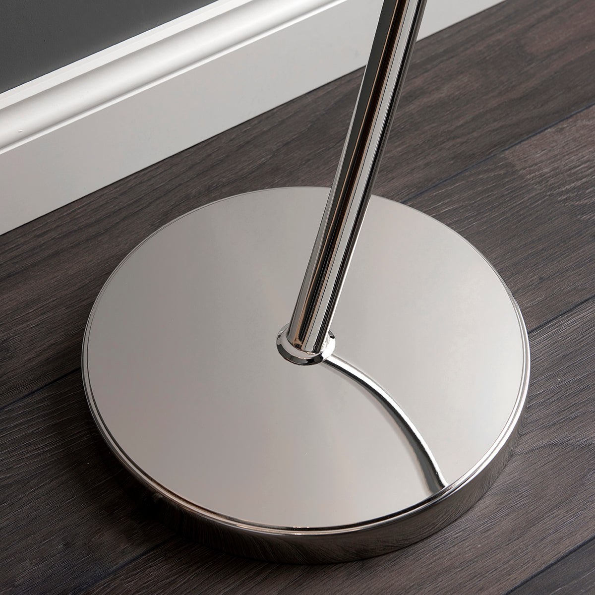 Seraphina Floor Lamp in Bright Nickel and Vintage White Fabric