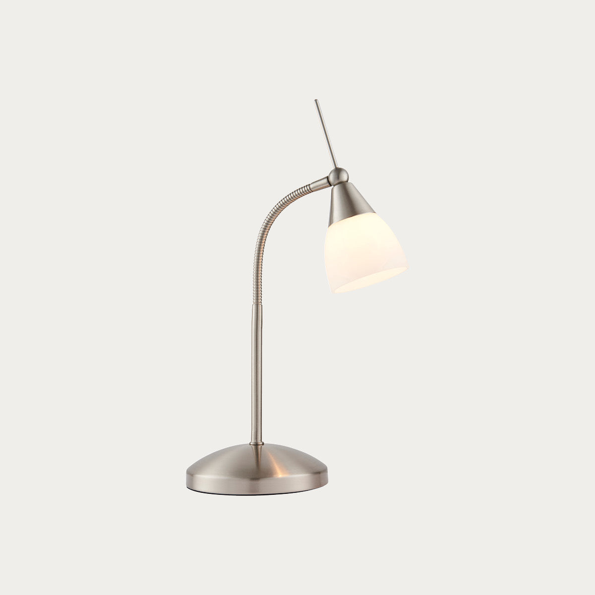 Satin chrome plate & white glass