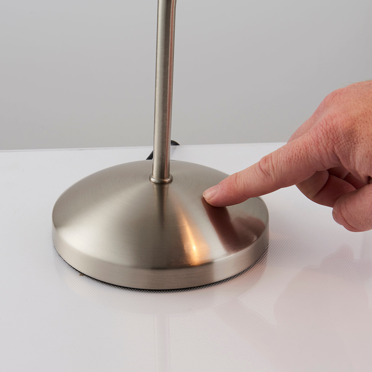 Satin chrome plate & white glass