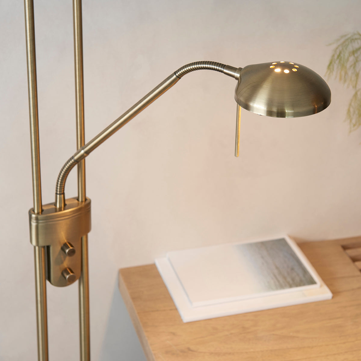 Antique brass plate & opal glass