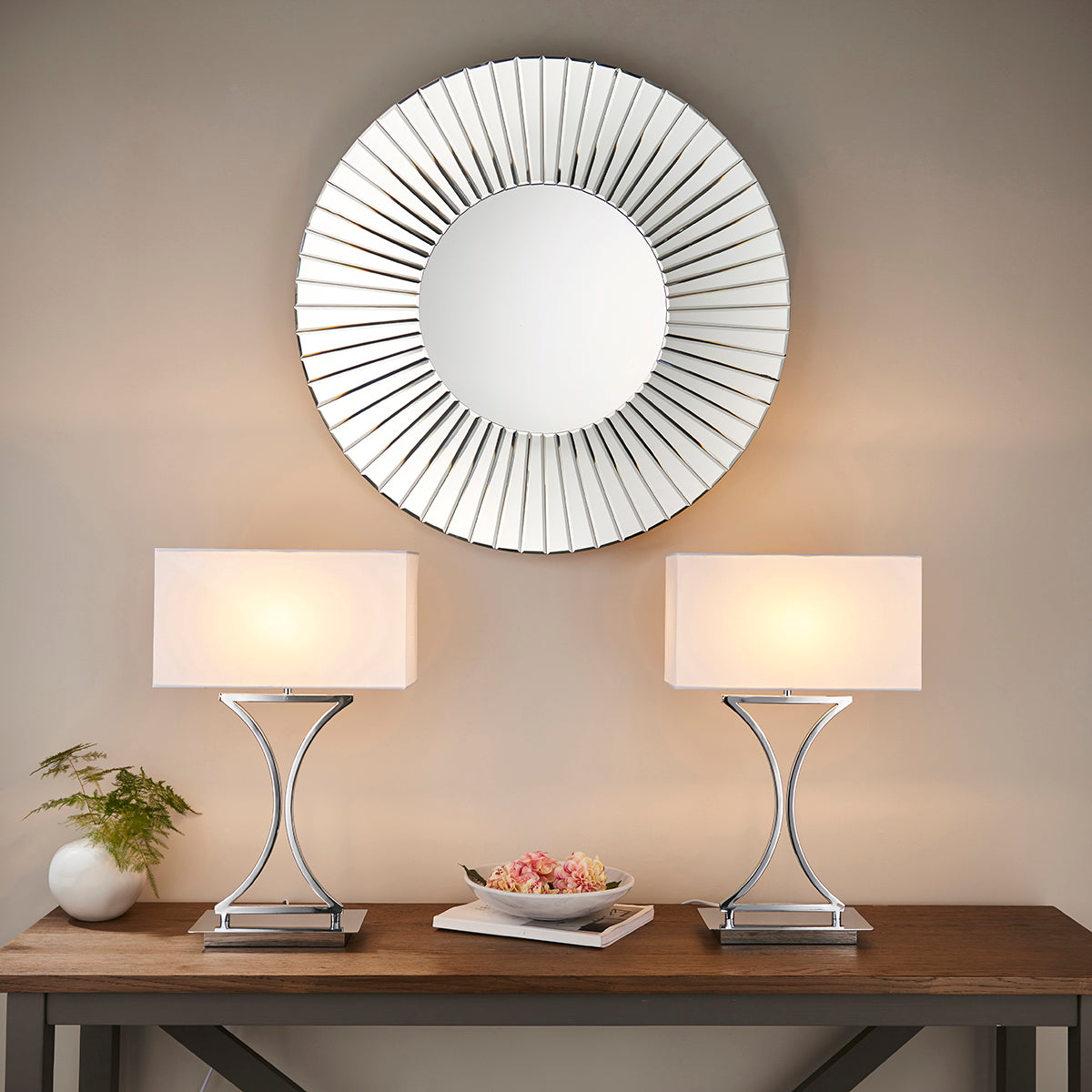 Chrome plate & white fabric