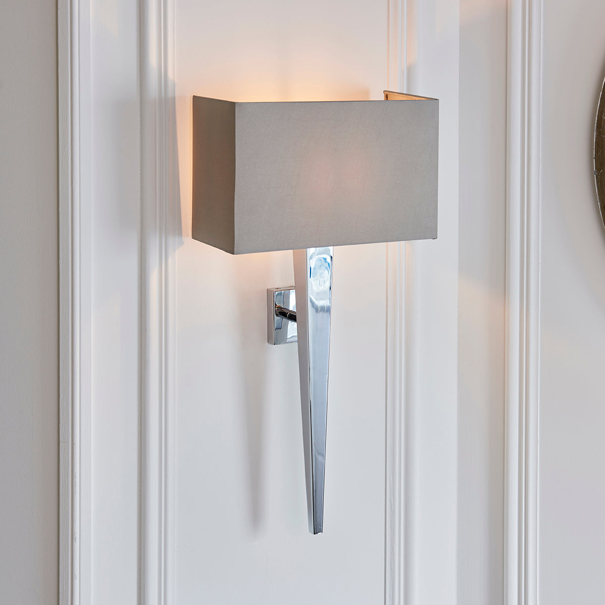 Chrome plate & grey fabric