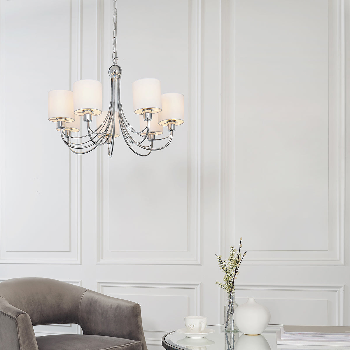 Chrome plate & white fabric