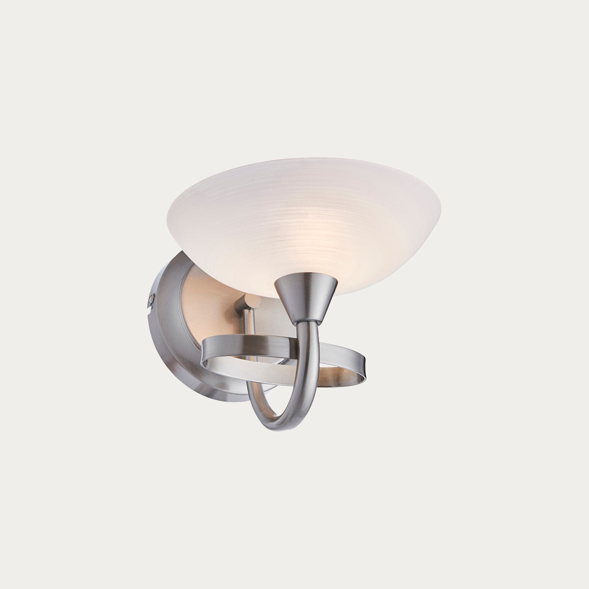 Satin chrome plate & white glass