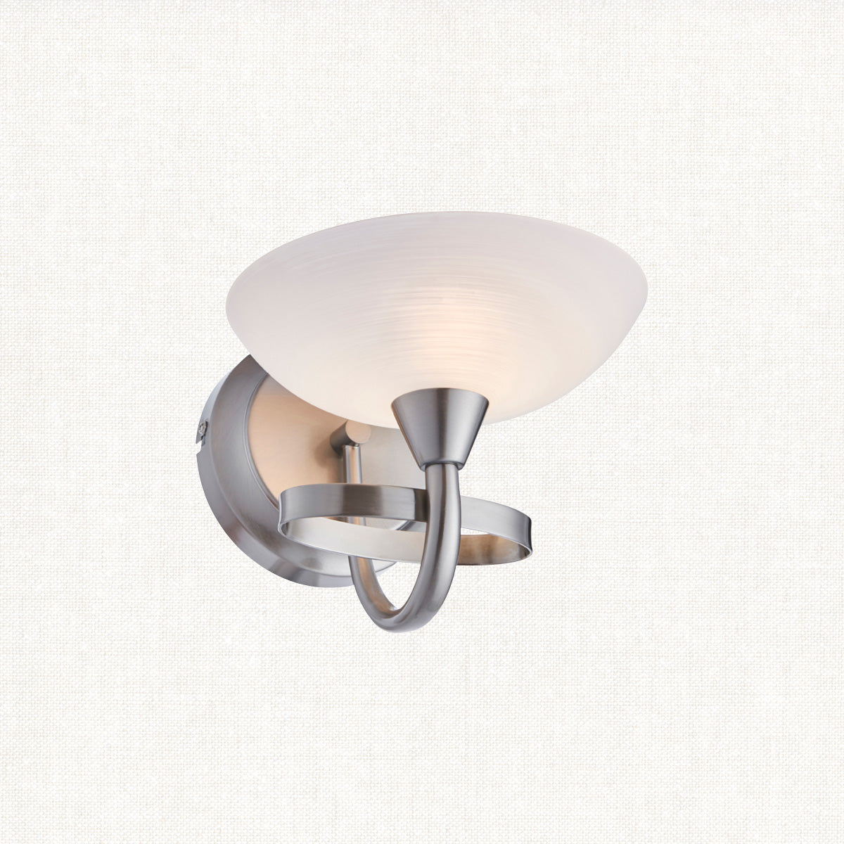 Satin chrome plate & white glass