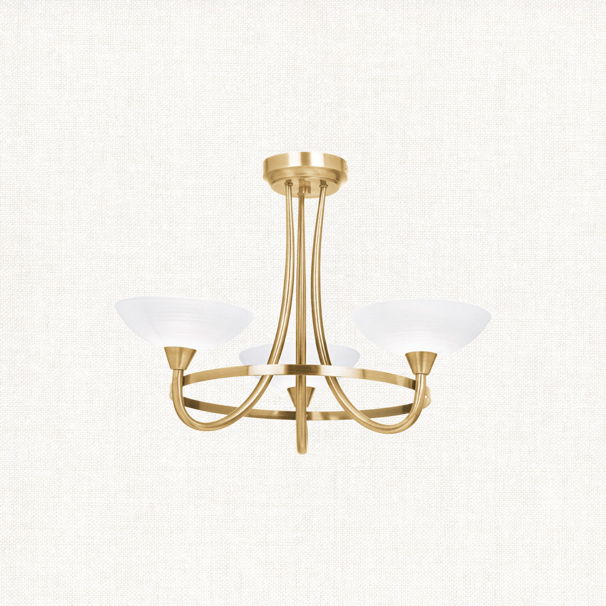 Antique brass plate & white glass