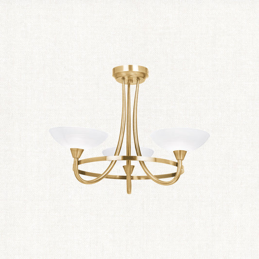 Antique brass plate & white glass