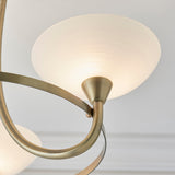 Antique brass plate & white glass