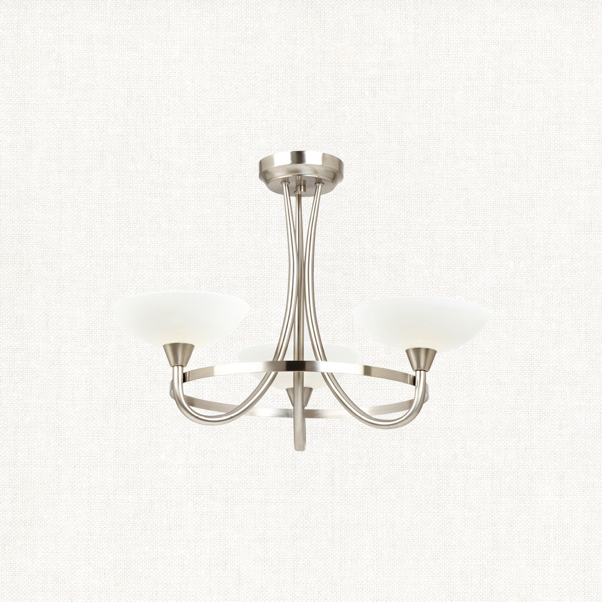 Satin chrome plate & white glass