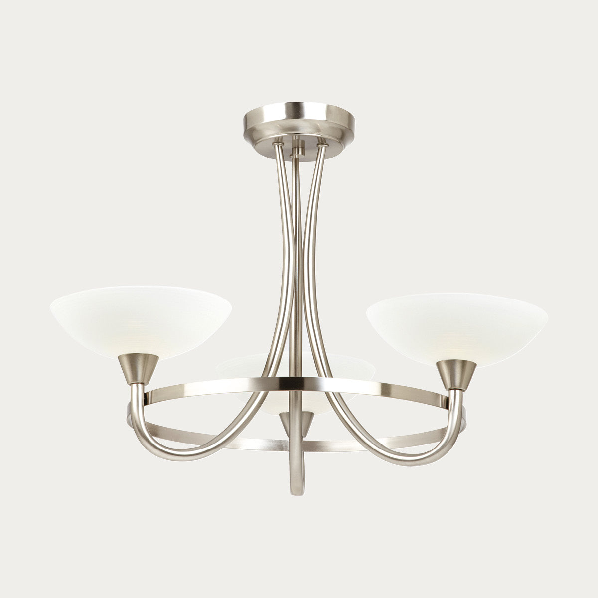 Satin chrome plate & white glass