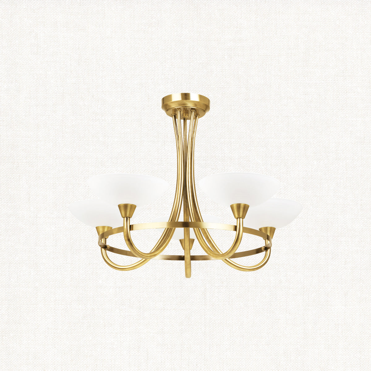 Antique brass plate & white glass