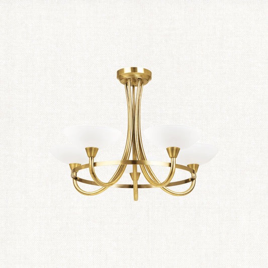 Antique brass plate & white glass