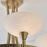 Antique brass plate & white glass