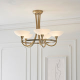 Antique brass plate & white glass