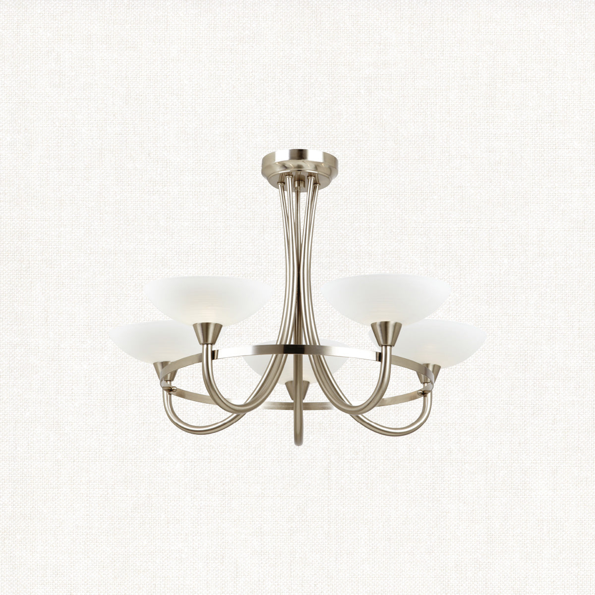 Satin chrome plate & white glass