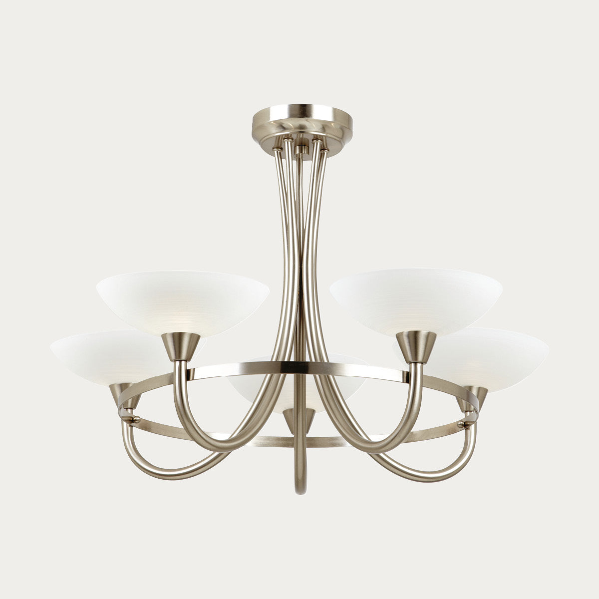 Satin chrome plate & white glass
