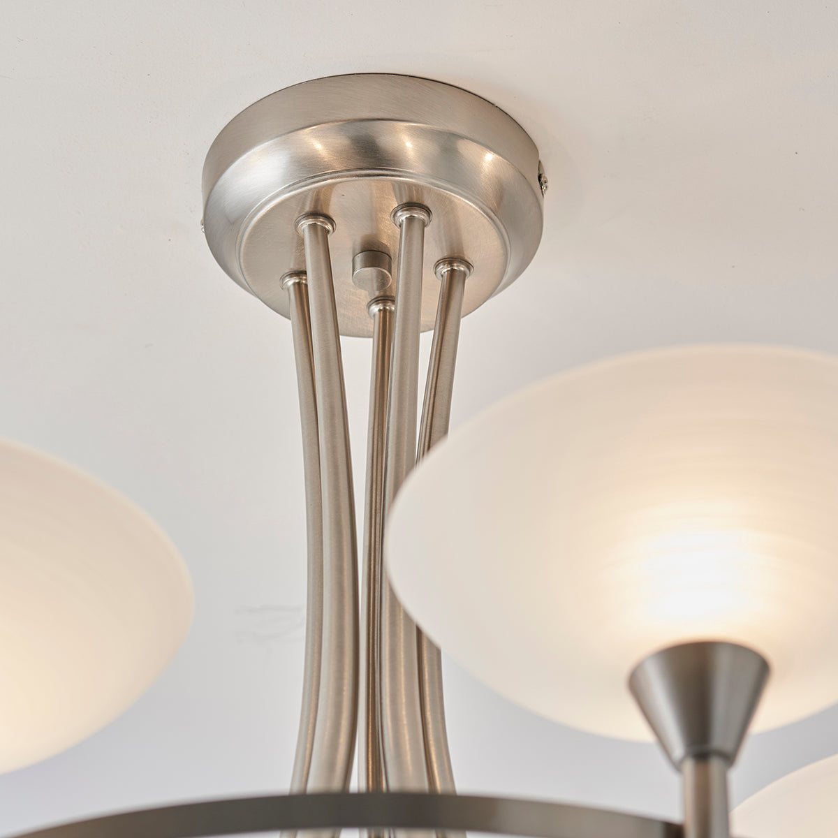 Satin chrome plate & white glass