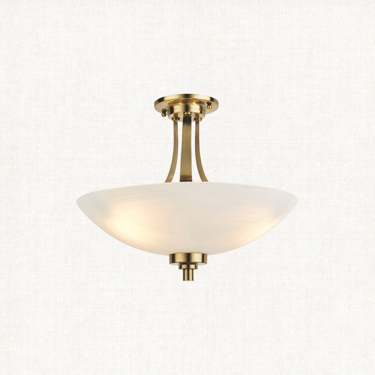 Antique brass plate & white glass