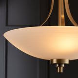 Antique brass plate & white glass