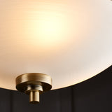 Antique brass plate & white glass