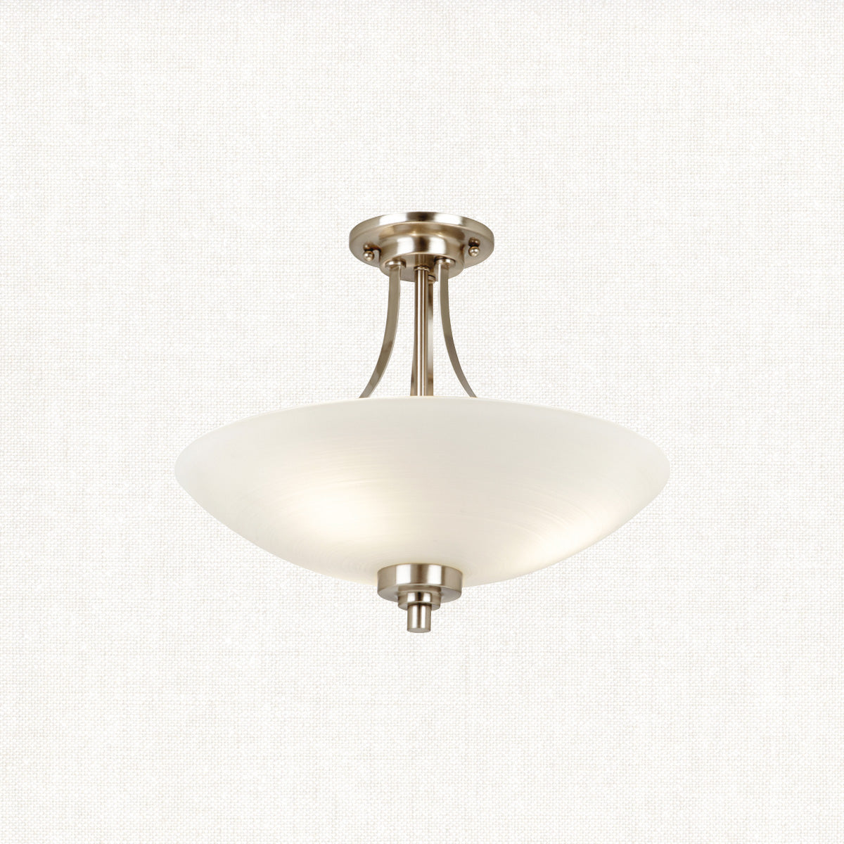 Satin chrome plate & white glass