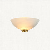Antique brass plate & white glass