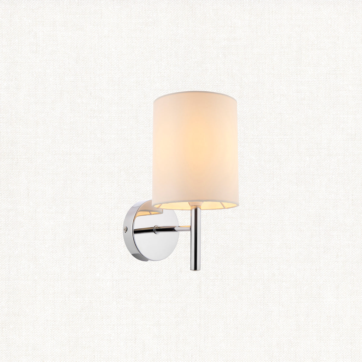 Chrome plate & vintage white fabric