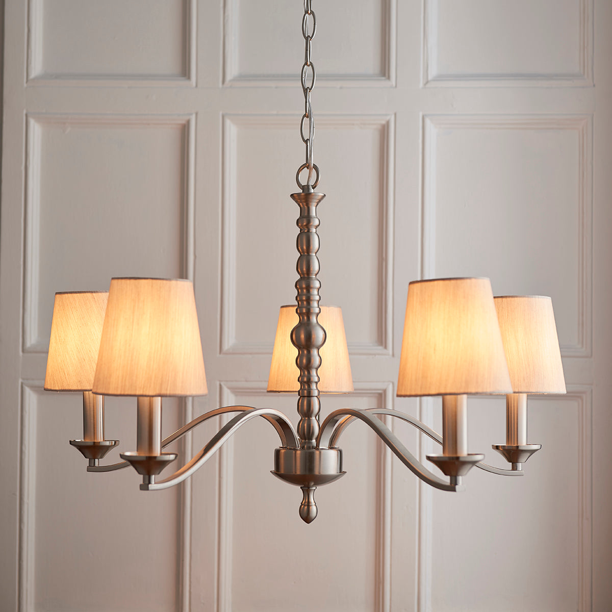 Satin nickel plate & natural fabric