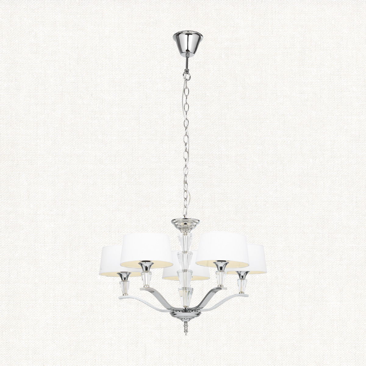 Chrome plate & vintage white fabric