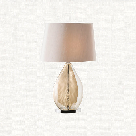 Gold tinted glass & mink fabric