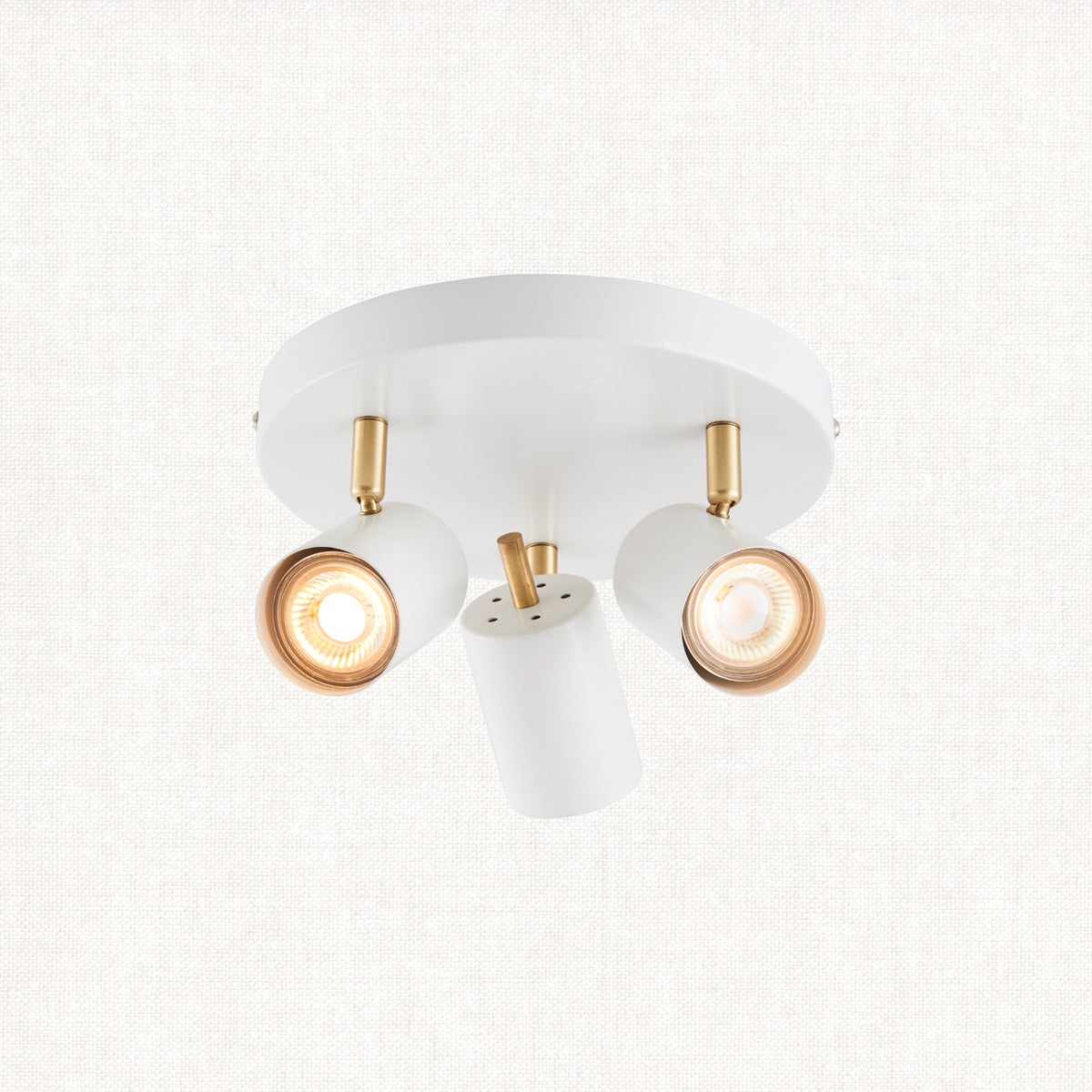 Matt white paint & satin brass plate