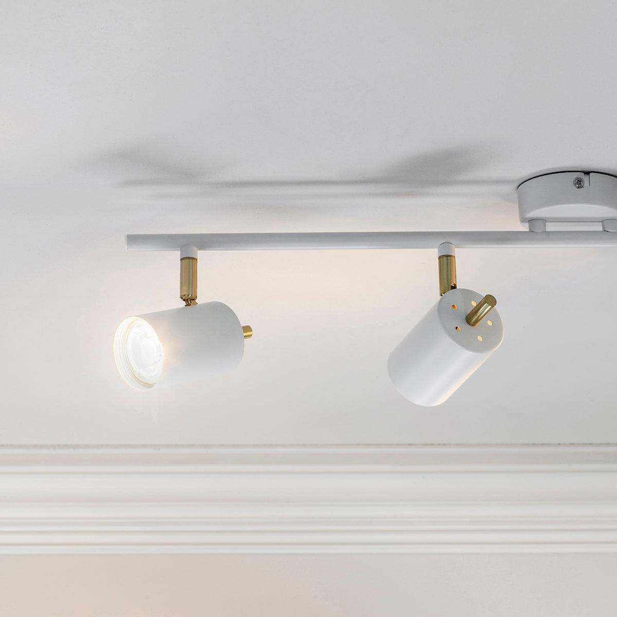 Matt white paint & satin brass plate