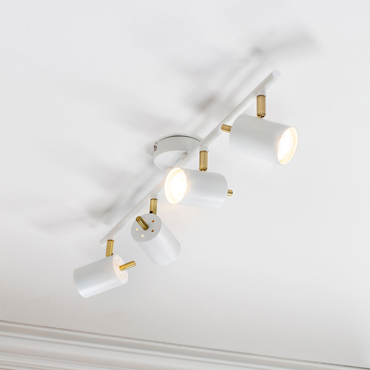 Matt white paint & satin brass plate