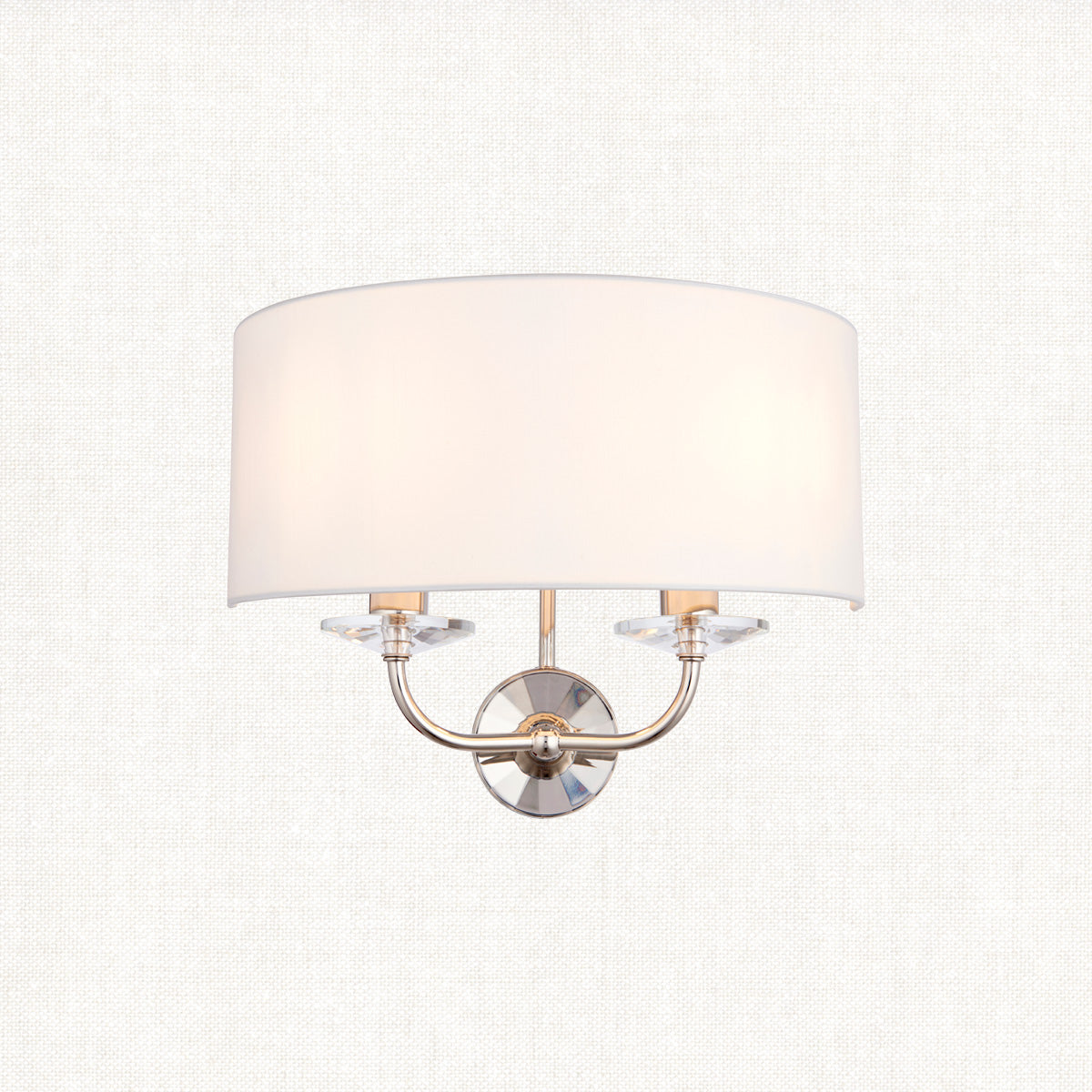 Bright nickel plate & vintage white fabric