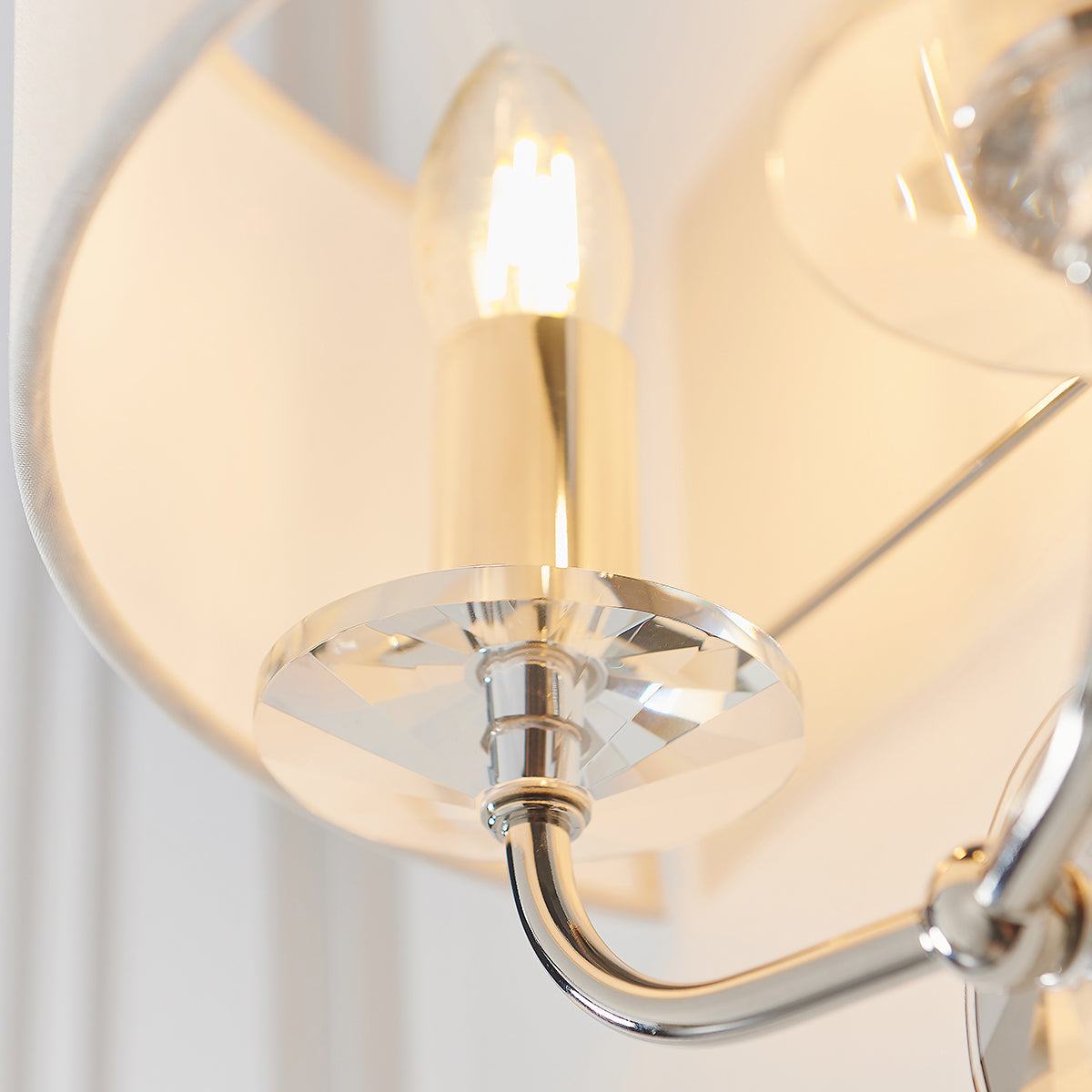 Bright nickel plate & vintage white fabric