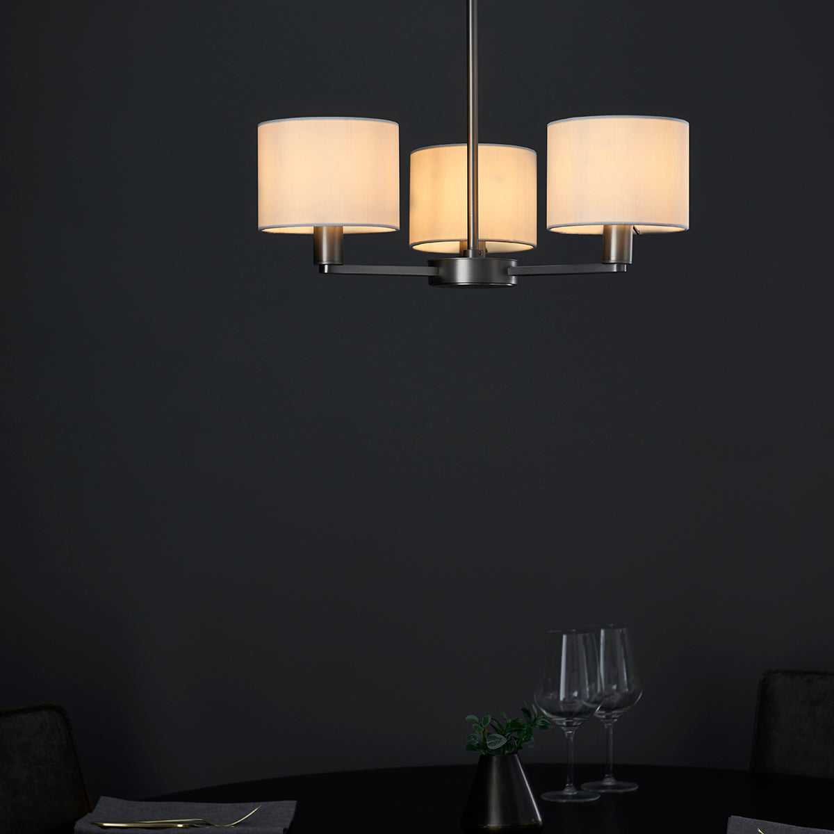 Matt nickel plate & vintage white fabric
