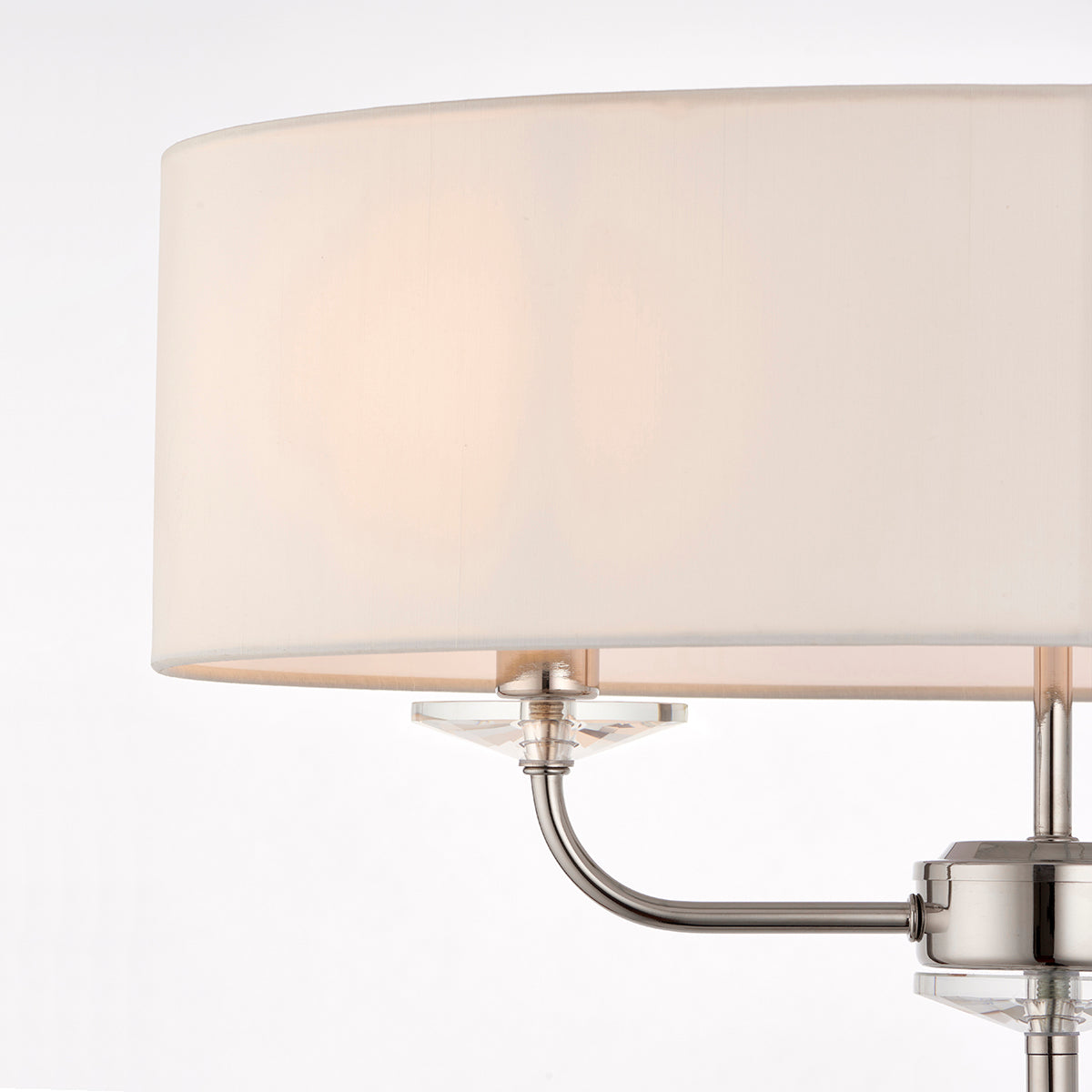 Bright nickel plate & vintage white fabric