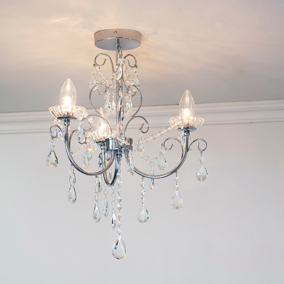 Chrome plate & clear crystal